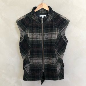 CAbi All Tied Up plaid wool zipper vest